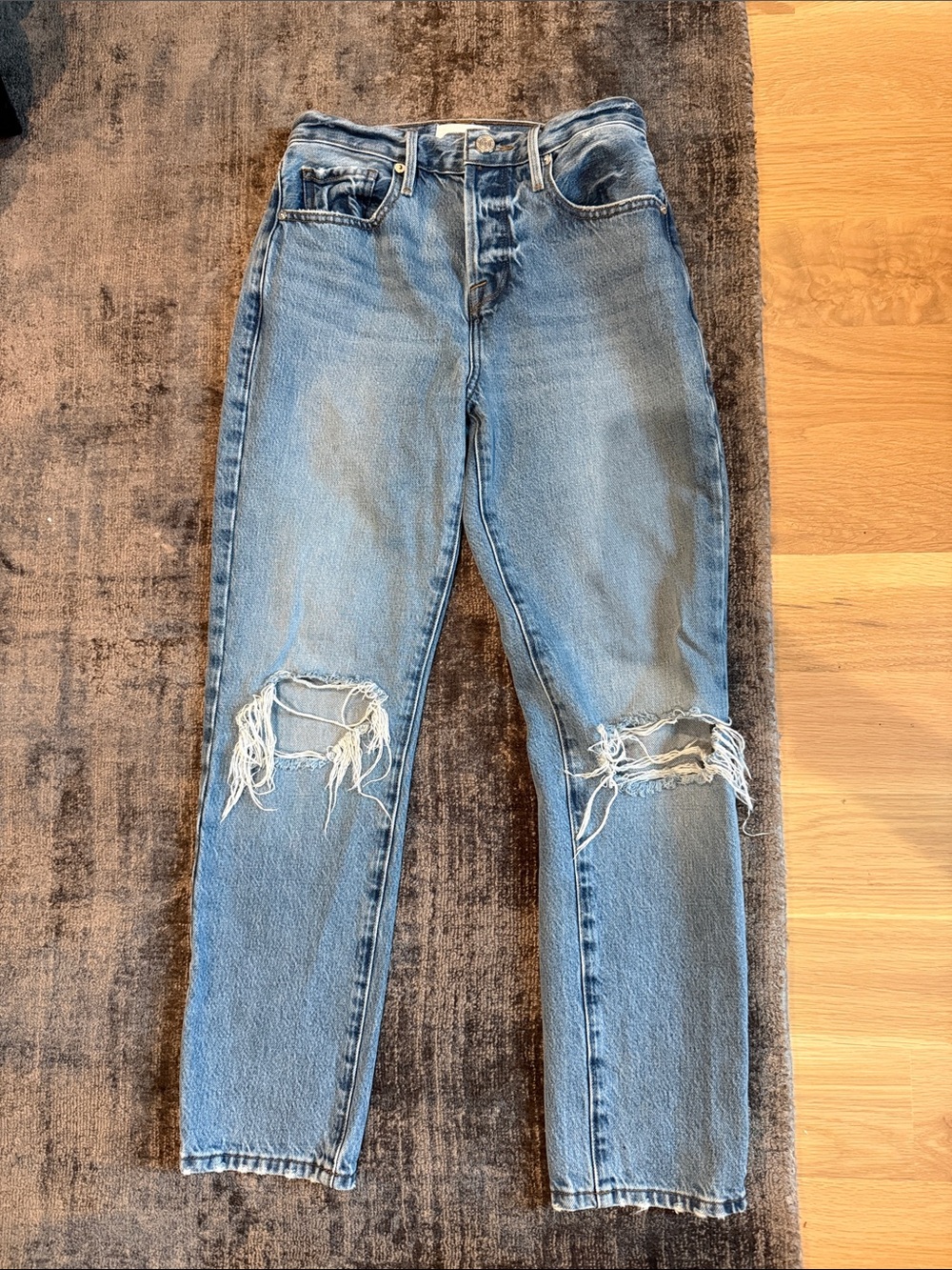 Frame le original High-Rise Distressed Women’s Jeans - Light Blue